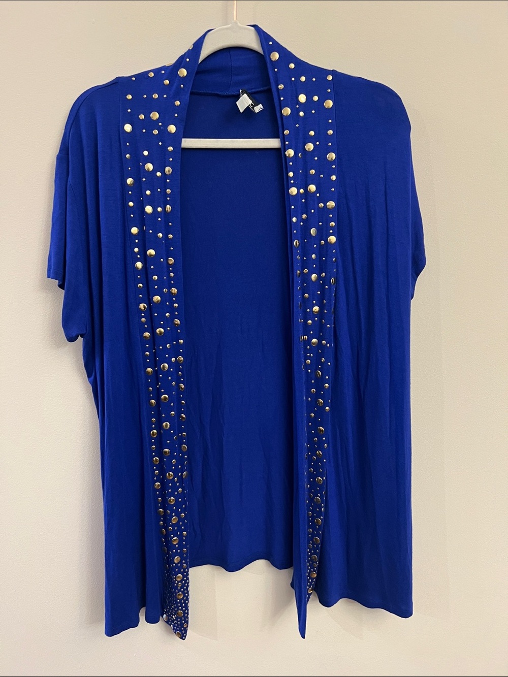 Cache Royal Blue Open-Front Cardigan with Metallic Studs - Picture 2 of 9